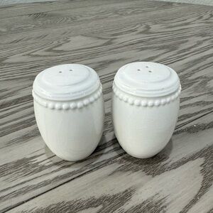 White Ceramic Farmhouse Style Beaded Salt & Pepper Shakers